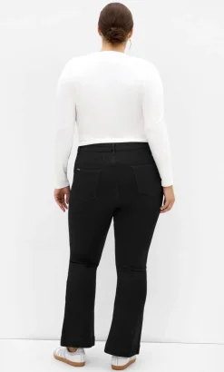 Asha Fit Jasmin Flare Leg Short Jean - black