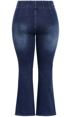 Asha Fit Pin Woodstock Flare Leg Jean - mid wash