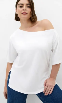 Asymmetrical Cotton Tee - ivory