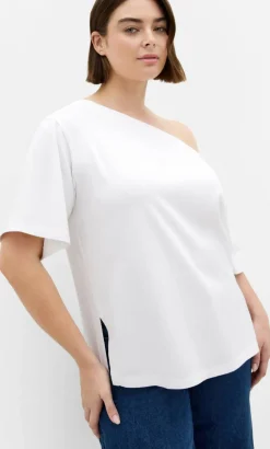 Asymmetrical Cotton Tee - ivory
