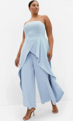 Attract Strapless Jumpsuit - dusty blue
