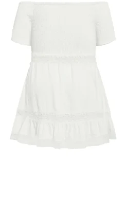 Aura Shirred Bodice Dress - ivory