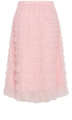 Averi Tulle Midi Skirt - rose quartz