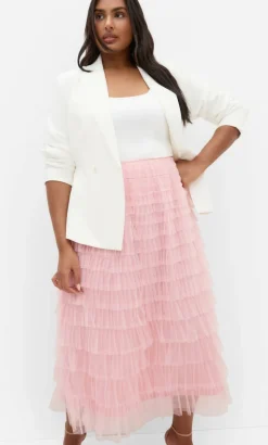 Averi Tulle Midi Skirt - rose quartz