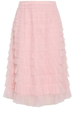 Averi Tulle Midi Skirt - rose quartz