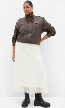Averi Tulle Midi Skirt - vanilla