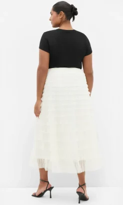 Averi Tulle Midi Skirt - vanilla