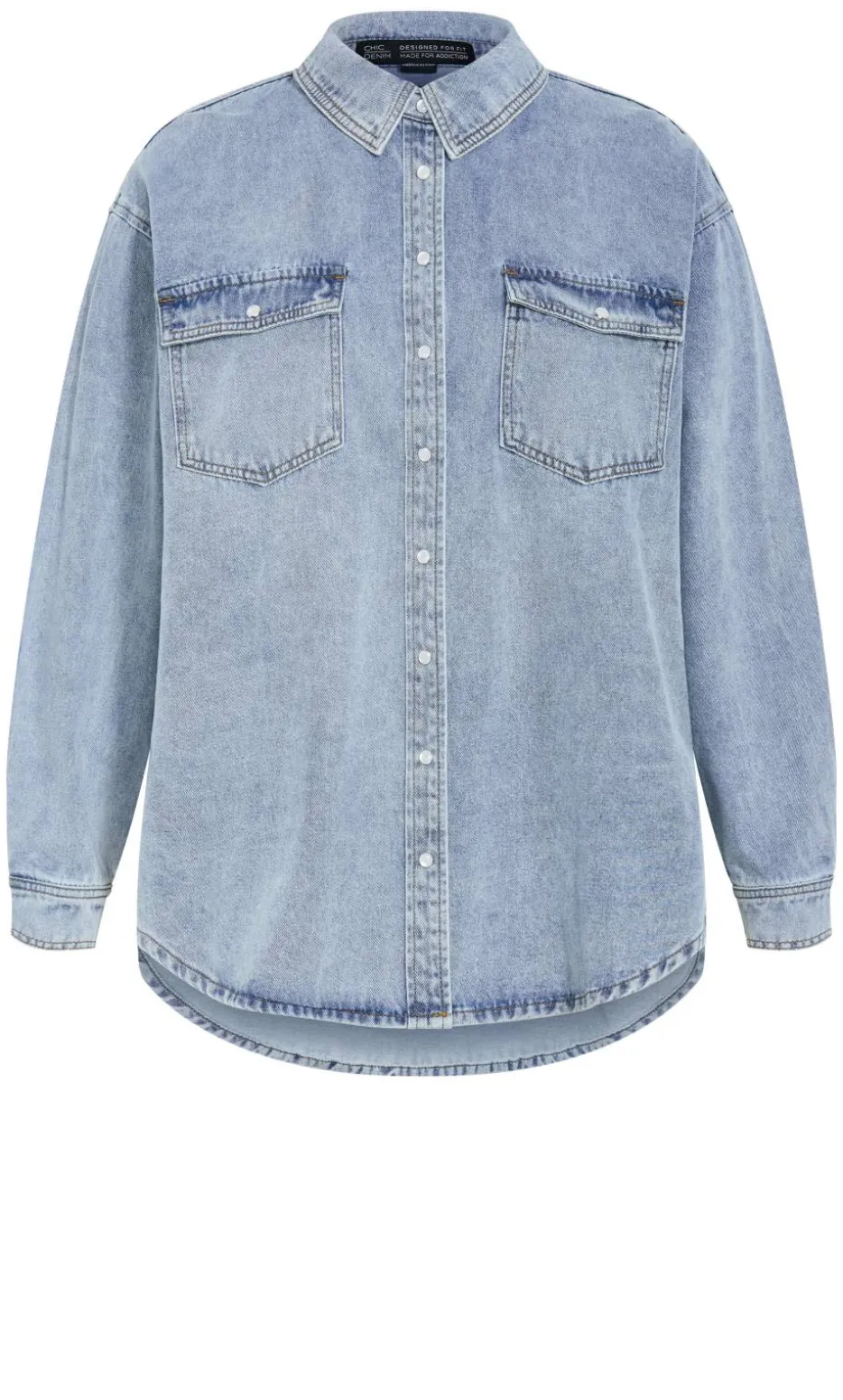 Avril Denim Shacket - light stone wash
