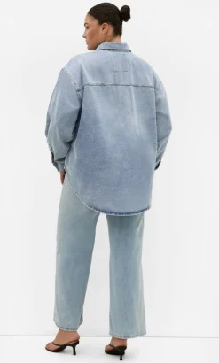 Avril Denim Shacket - light stone wash