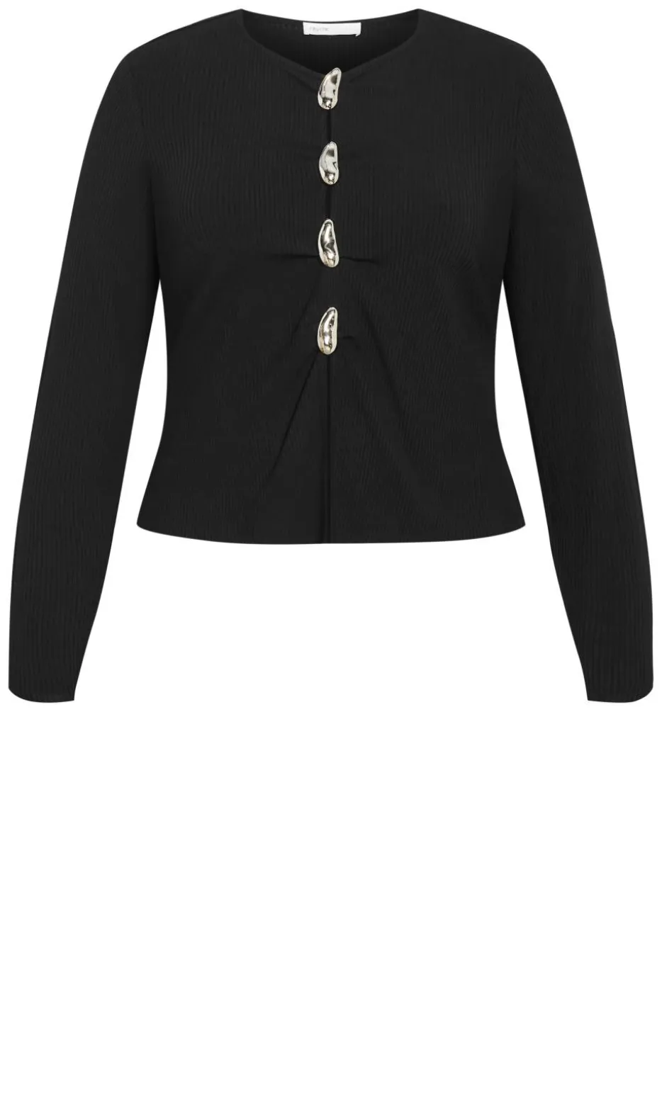 Bella Brooch Rib Top - black
