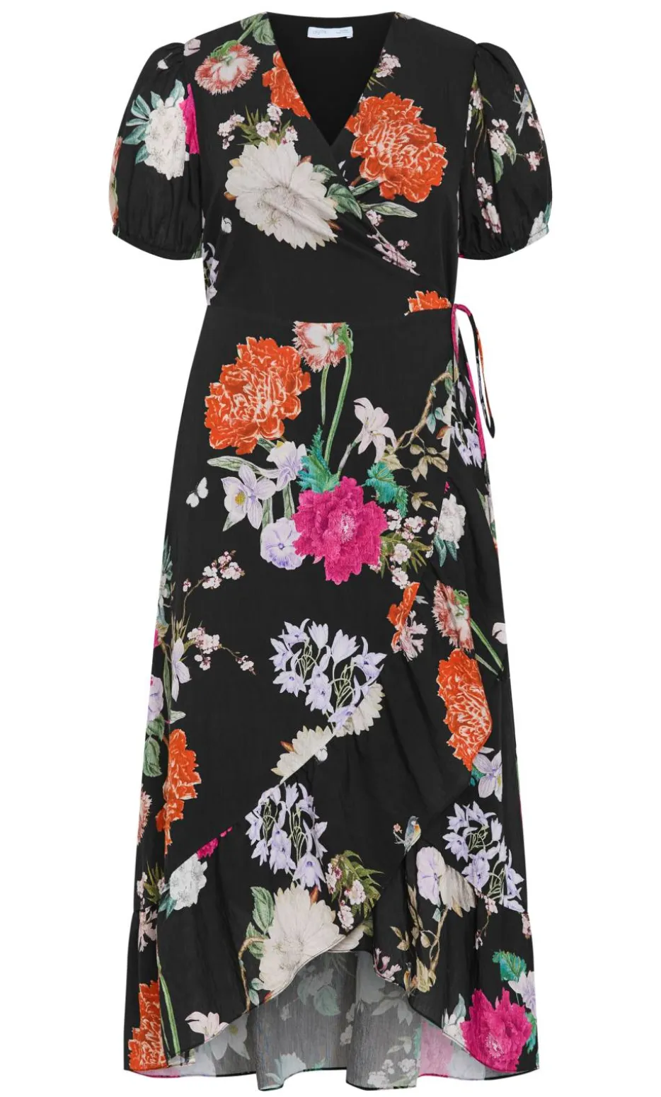Belle Floral Wrap Dress - black
