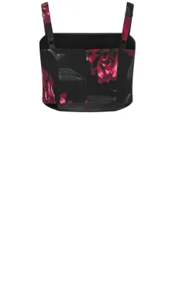 Bianka Bloom Print Crop Top - black