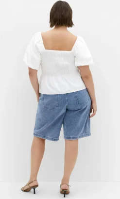 Blaire Shirred Peplum Top - ivory