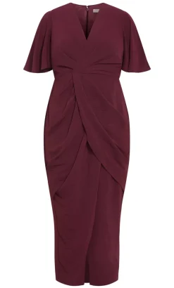 Braelynn Drape Maxi Dress - dark cherry
