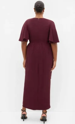 Braelynn Drape Maxi Dress - dark cherry