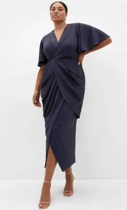 Braelynn Drape Maxi Dress - navy
