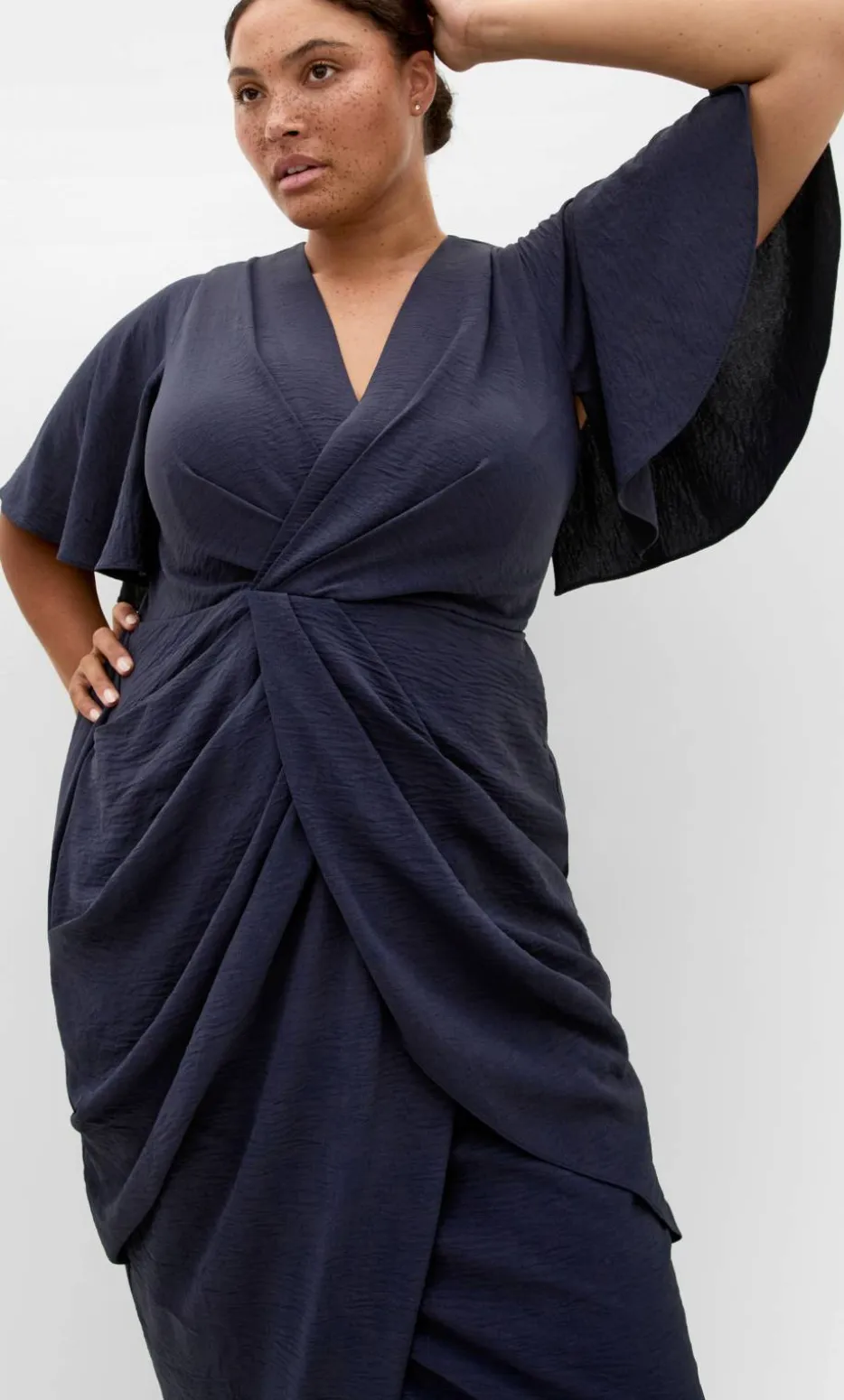 Braelynn Drape Maxi Dress - navy