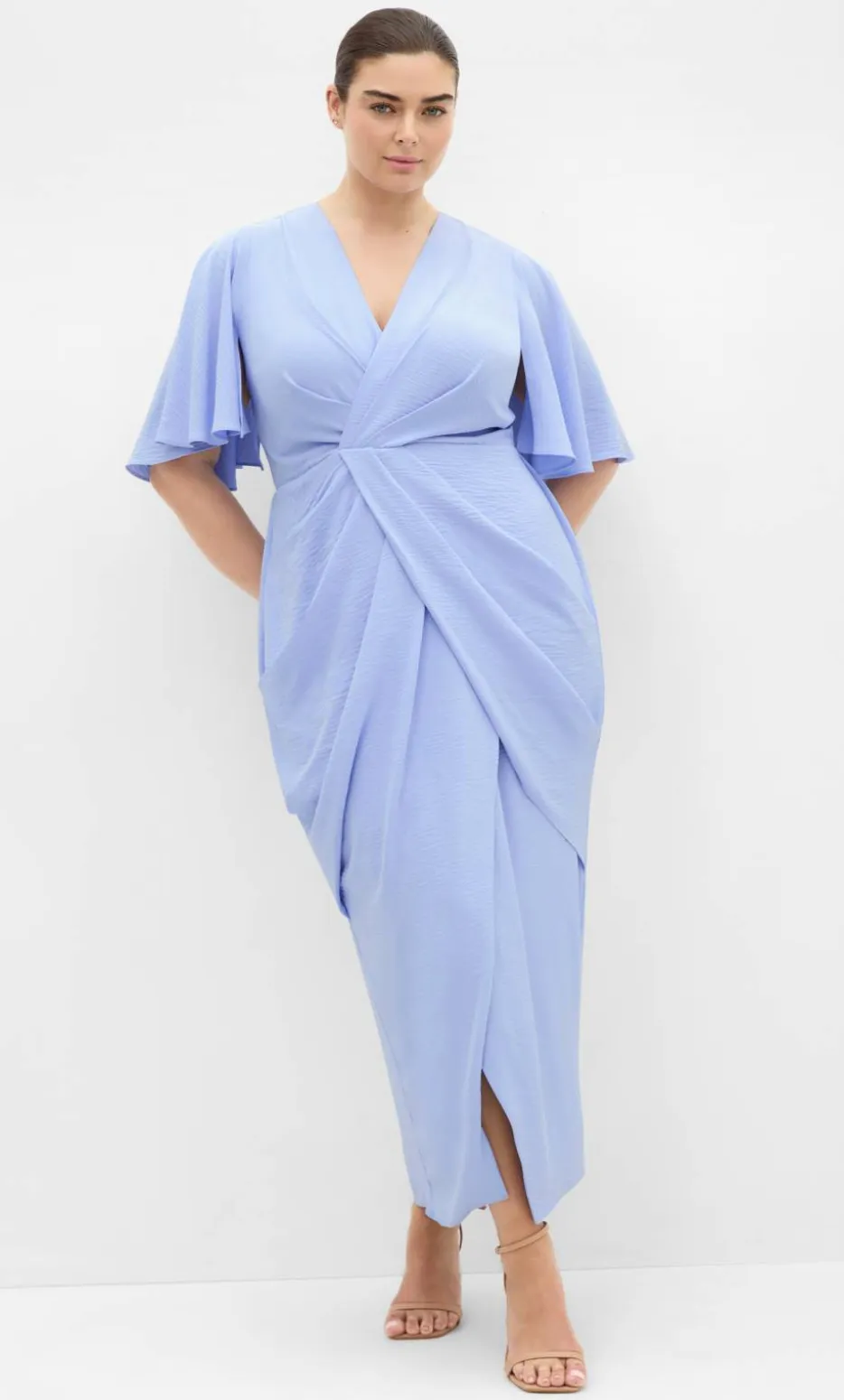 Braelynn Drape Maxi Dress - sky blue