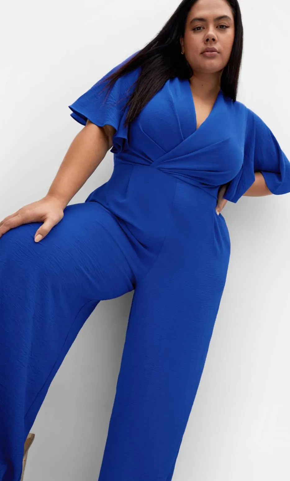 Braelynn V Neck Jumpsuit - cerulean