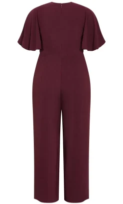 Braelynn V Neck Jumpsuit - dark cherry