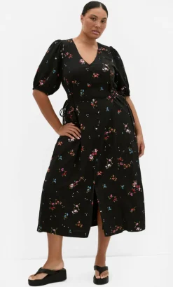 Briella Bouquet Print Dress - black