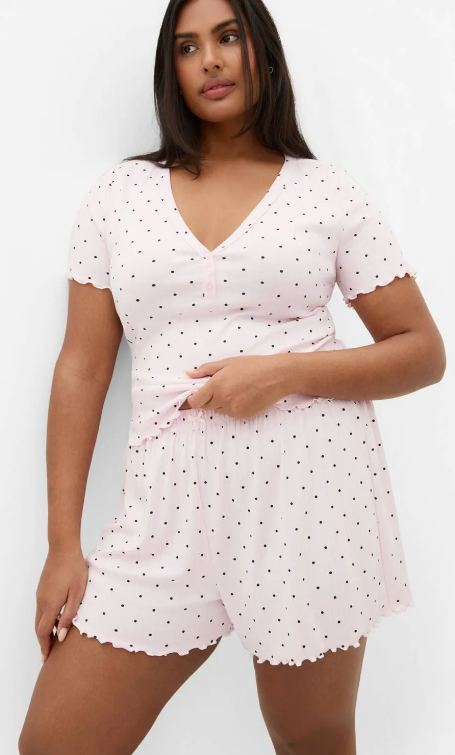 Brooke Spot Sleep Top - baby pink