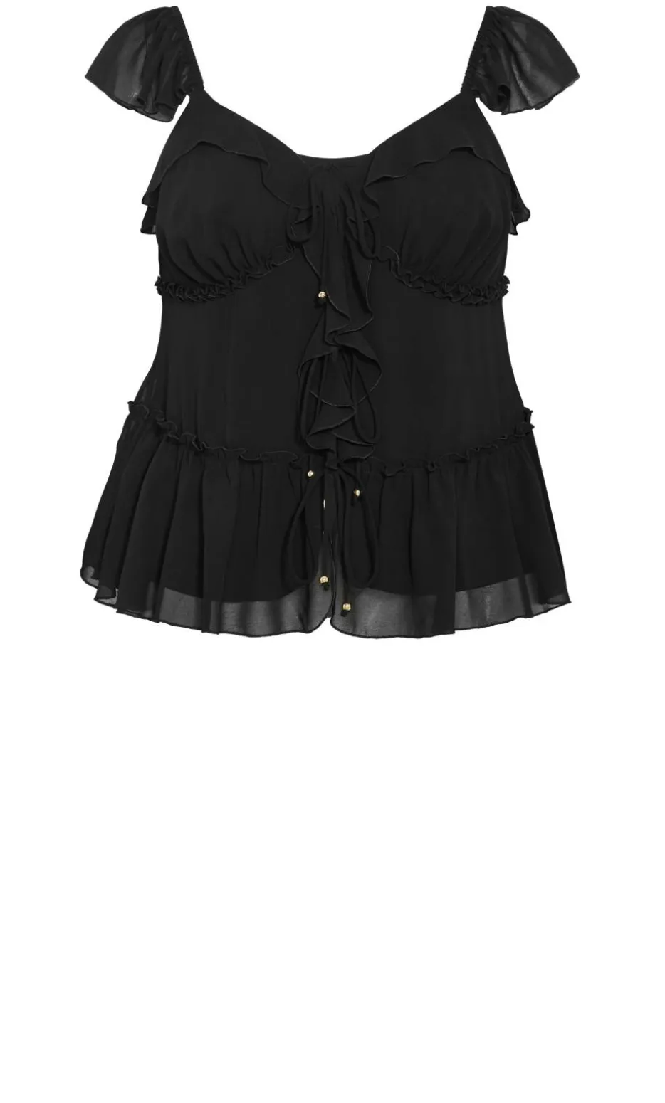 Bryn Frill Tie Top - black