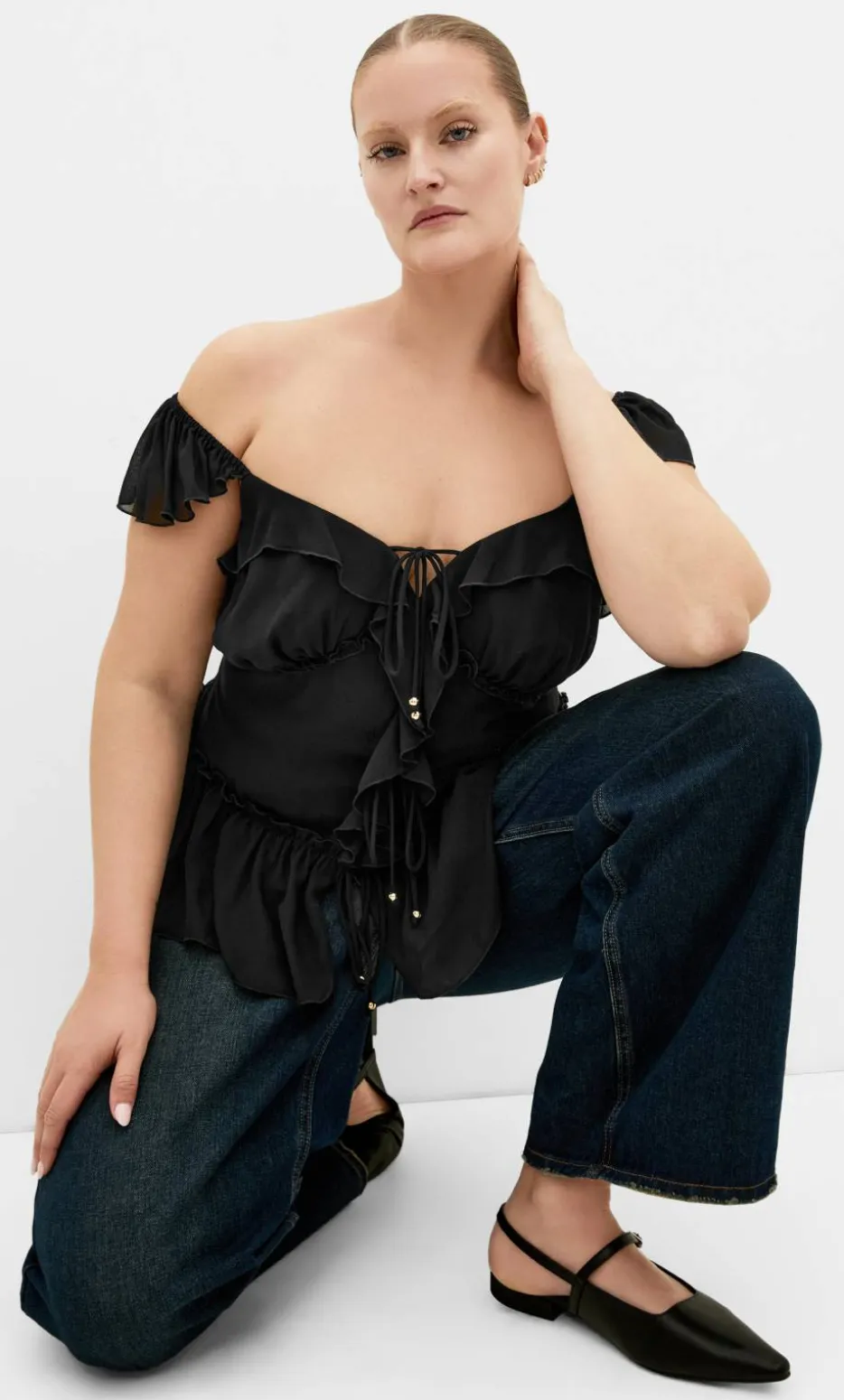 Bryn Frill Tie Top - black