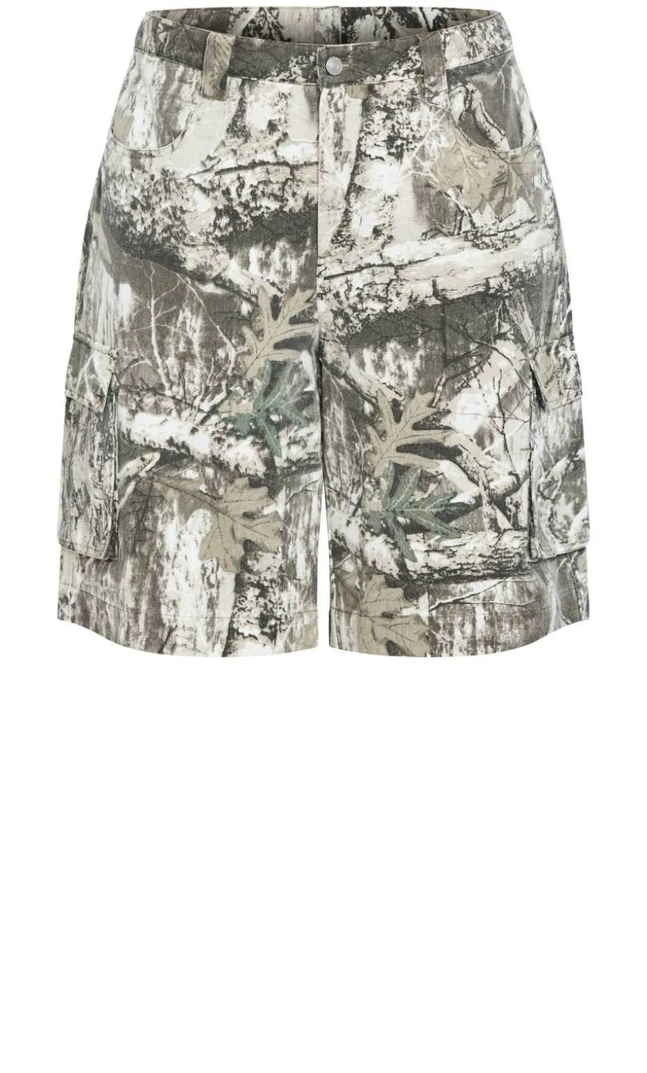Camo Relaxed Cotton Cargo Jort - khaki wash