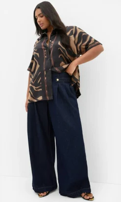 Cara Abstract Print Shirt - cocoa