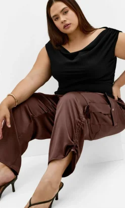 Cargo Castle Satin Pant - chocolate