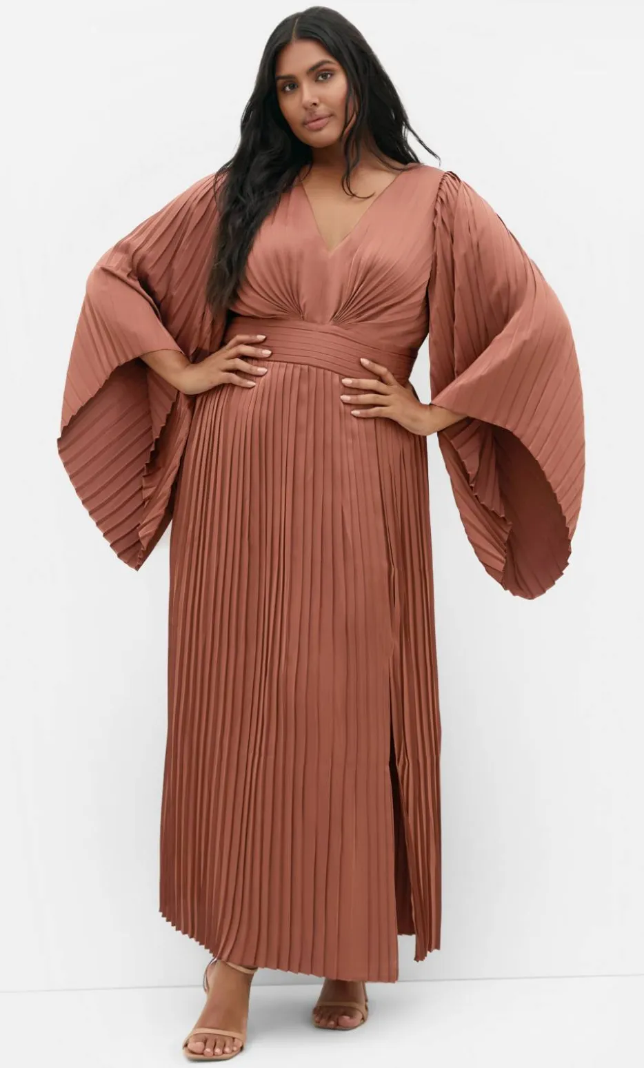 Carmina Pleat Maxi Dress - mocha