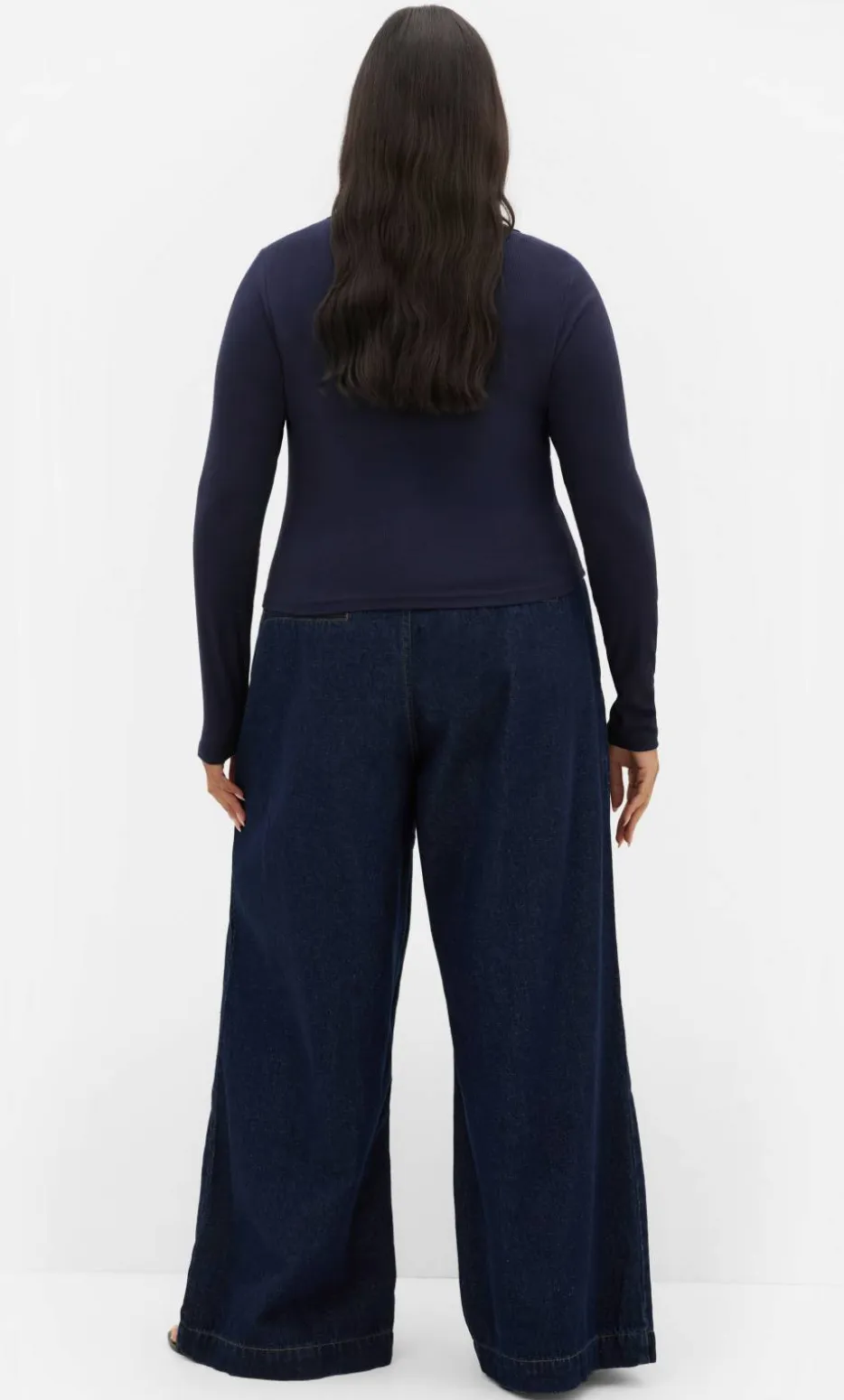 Cassia Button Through Rib Top - navy