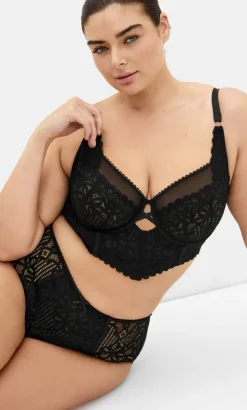 Cassia Underwire Longline Bra - black