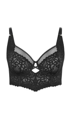 Cassia Underwire Longline Bra - black