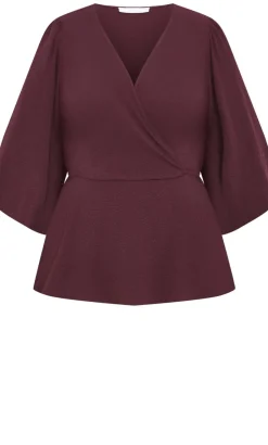Celina Peplum Top - bordeaux