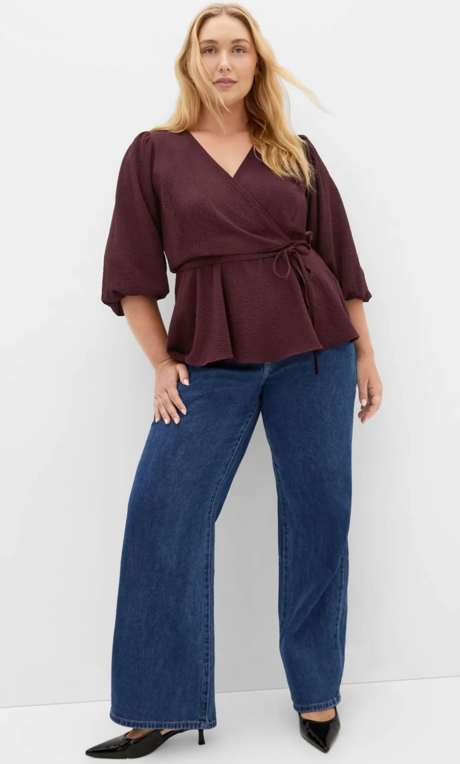 Celina Peplum Top - bordeaux