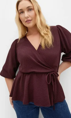 Celina Peplum Top - bordeaux