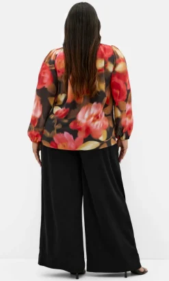 Celine Print Neck Tie Top - deep scarlet