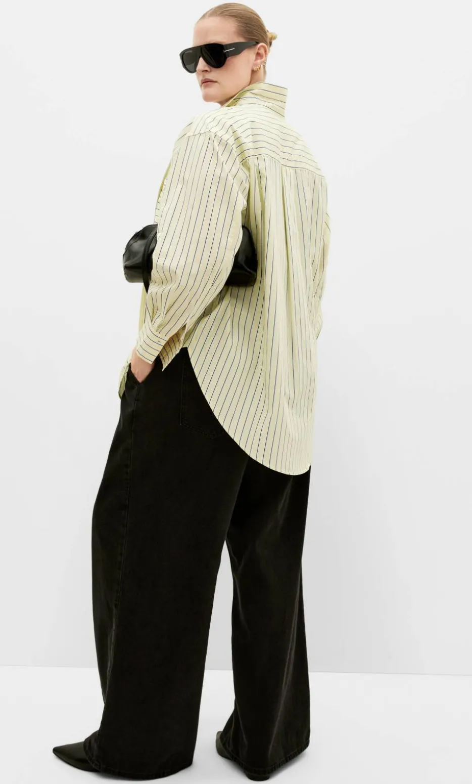 Chiara Oversized Longline Stripe Cotton Shirt - yellow