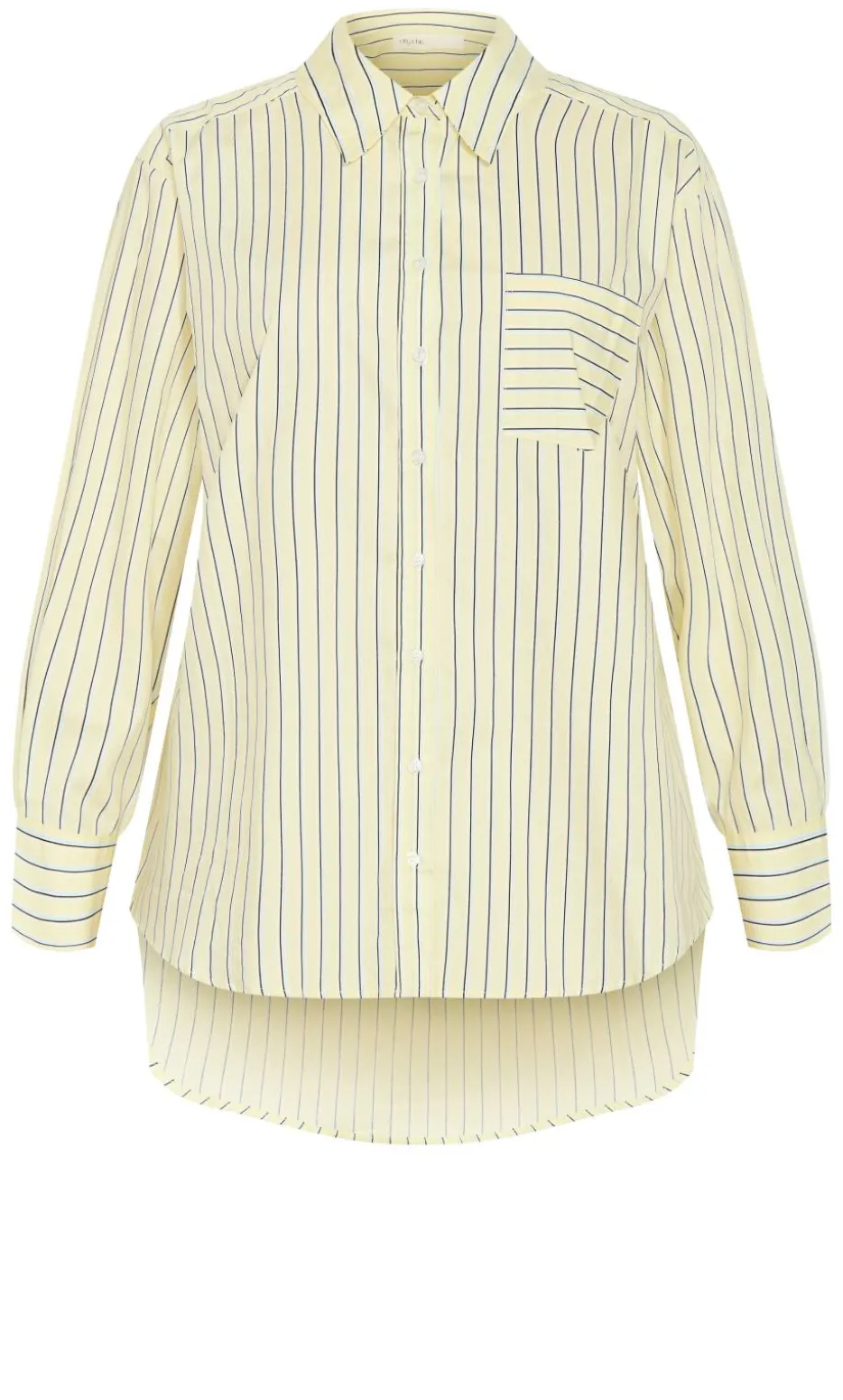 Chiara Oversized Longline Stripe Cotton Shirt - yellow