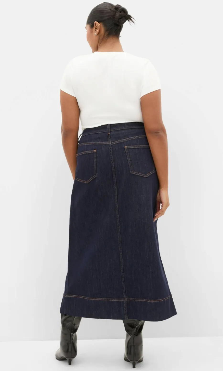 Chloe Denim Midi Skirt - dark wash