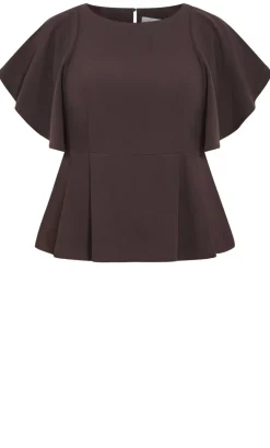 Cinched Peplum Top - chocolate