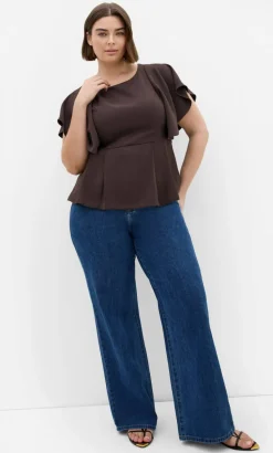 Cinched Peplum Top - chocolate