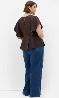 Cinched Peplum Top - chocolate