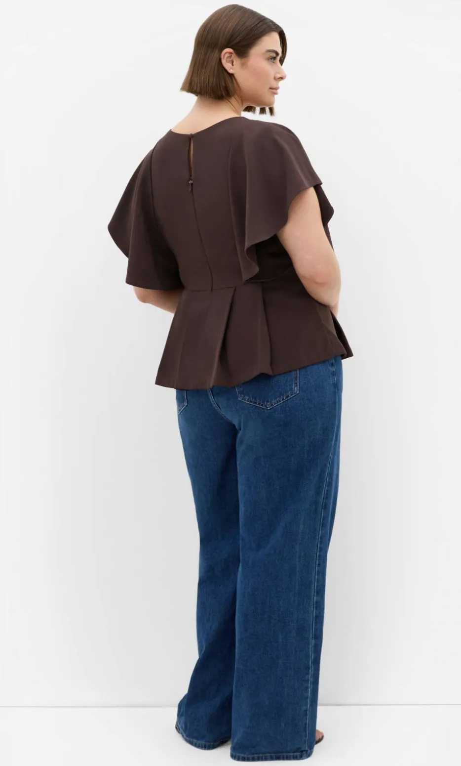Cinched Peplum Top - chocolate