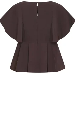 Cinched Peplum Top - chocolate