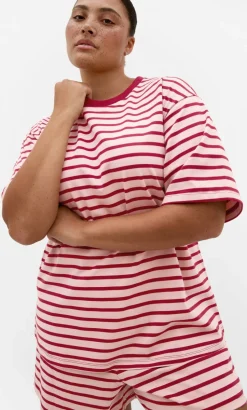 Claire Stripe Drawcord Short - blush