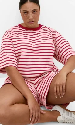 Claire Stripe Drawcord Short - blush