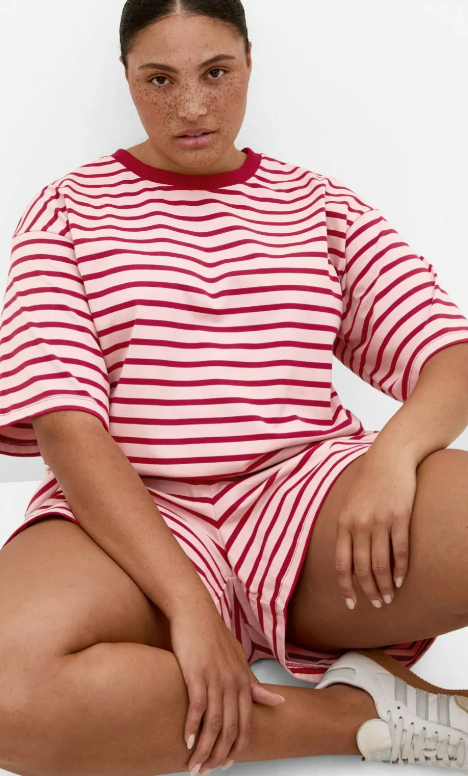Claire Stripe Drawcord Short - blush